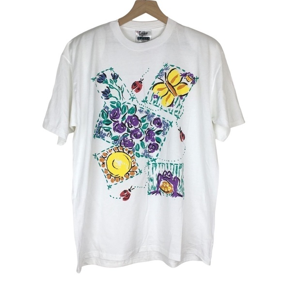 VINTAGE 90s Graphic T Shirt Gopher Sport Nature Flowers Ladybug Frog Butterfly - Picture 1 of 13